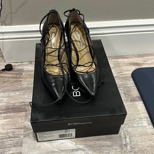 BGBGeneration Lace Up Black Leather Pump 7M